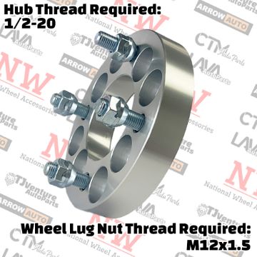 Show details for 4-Piece Set | 1” Thick | 4x100mm & 4x4.25” (4x108mm) to 4x4.5” (4x114.3mm) | Conversional Wheel Spacer Adapter | 71mm Center Bore | 12x1.5 Studs | 1/2-20 Open Lug Nuts Provided Picture of 4-Piece Set | 1” Thick | 4x100mm & 4x4.25” (4x108mm) to 4x4.5” (4x114.3mm) | Conversional Wheel Spacer Adapter | 71mm Center Bore | 12x1.5 Studs | 1/2-20 Open Lug Nuts Provided
