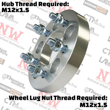 Show details for 4-Piece Set | 1” Thick | 5x100mm to 5x100mm | Wheel Spacer Adapter | 56mm Center Bore | 12x1.5 Studs Picture of 4-Piece Set | 1” Thick | 5x100mm to 5x100mm | Wheel Spacer Adapter | 56mm Center Bore | 12x1.5 Studs