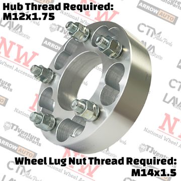 Show details for 4-Piece Set | 1.5” Thick | 5x135mm & 5x5” (5x127mm) to 5x5.5” (5x139.7mm) | Conversional Wheel Spacer Adapter | 87mm Center Bore | 14x1.5 Studs | 12x1.75 Open Lug Nuts Provided Picture of 4-Piece Set | 1.5” Thick | 5x135mm & 5x5” (5x127mm) to 5x5.5” (5x139.7mm) | Conversional Wheel Spacer Adapter | 87mm Center Bore | 14x1.5 Studs | 12x1.75 Open Lug Nuts Provided