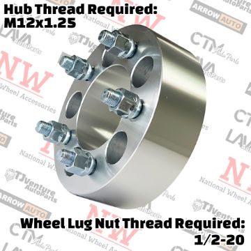 Show details for 4-Piece Set | 2” Thick | 5x4.5” (5x114.3mm) to 5x4.5” (5x114.3mm) | Wheel Spacer Adapter | 82mm Center Bore | 1/2-20 Studs | 12x1.25 Open Lug Nuts Provided Picture of 4-Piece Set | 2” Thick | 5x4.5” (5x114.3mm) to 5x4.5” (5x114.3mm) | Wheel Spacer Adapter | 82mm Center Bore | 1/2-20 Studs | 12x1.25 Open Lug Nuts Provided