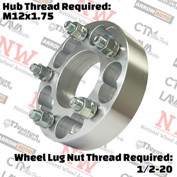 Show details for 2-Piece Set | 1.5” Thick | 5x135mm & 5x5” (5x127mm) to 5x135mm | Conversional Wheel Spacer Adapter | 87mm Center Bore | 1/2-20 Studs | 12x1.75 Open Lug Nuts Provided Picture of 2-Piece Set | 1.5” Thick | 5x135mm & 5x5” (5x127mm) to 5x135mm | Conversional Wheel Spacer Adapter | 87mm Center Bore | 1/2-20 Studs | 12x1.75 Open Lug Nuts Provided