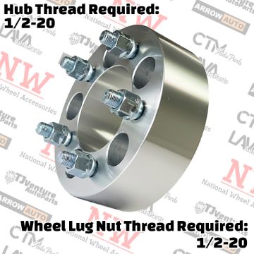 Show details for 2-Piece Set | 2” Thick | 5x5” (5x127mm) to 5x5” (5x127mm) | Wheel Spacer Adapter | 78mm Center Bore | 1/2-20 Studs Picture of 2-Piece Set | 2” Thick | 5x5” (5x127mm) to 5x5” (5x127mm) | Wheel Spacer Adapter | 78mm Center Bore | 1/2-20 Studs