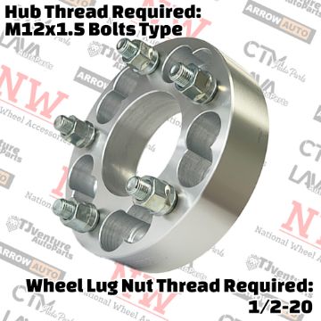 Show details for 2-Piece Set | 1.5” Thick | 5x4.75” (5x120mm) & 5x5” (5x127mm) to 5x5” (5x127mm) | Conversional Wheel Spacer Adapter | 78mm Center Bore | 1/2-20 Studs | 12x1.5 Bolts Provided Picture of 2-Piece Set | 1.5” Thick | 5x4.75” (5x120mm) & 5x5” (5x127mm) to 5x5” (5x127mm) | Conversional Wheel Spacer Adapter | 78mm Center Bore | 1/2-20 Studs | 12x1.5 Bolts Provided