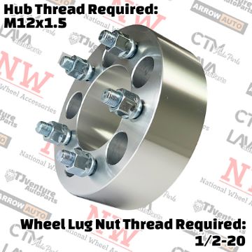 Show details for 2-Piece Set | 2” Thick | 5x5” (5x127mm) to 5x5” (5x127mm) | Wheel Spacer Adapter | 78mm Center Bore | 1/2-20 Studs | 12x1.5 Open Lug Nuts Provided Picture of 2-Piece Set | 2” Thick | 5x5” (5x127mm) to 5x5” (5x127mm) | Wheel Spacer Adapter | 78mm Center Bore | 1/2-20 Studs | 12x1.5 Open Lug Nuts Provided