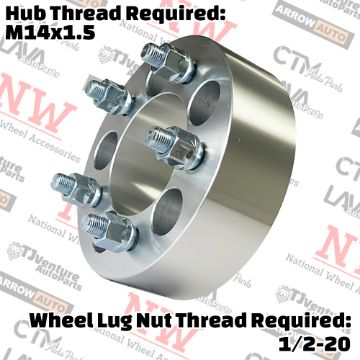 Show details for 4-Piece Set | 2” Thick | 5x5” (5x127mm) to 5x5” (5x127mm) | Wheel Spacer Adapter | 78mm Center Bore | 1/2-20 Studs | 14x1.5 Open Lug Nuts Provided Picture of 4-Piece Set | 2” Thick | 5x5” (5x127mm) to 5x5” (5x127mm) | Wheel Spacer Adapter | 78mm Center Bore | 1/2-20 Studs | 14x1.5 Open Lug Nuts Provided