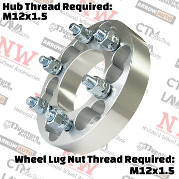 Show details for 4-Piece Set | 1.25” Thick | 6x4.5” (6x114.3mm) & 6x5” (6x127mm) to 6x5.5” (6x139.7mm) | Conversional Wheel Spacer Adapter | 87mm Center Bore | 12x1.5 Studs Picture of 4-Piece Set | 1.25” Thick | 6x4.5” (6x114.3mm) & 6x5” (6x127mm) to 6x5.5” (6x139.7mm) | Conversional Wheel Spacer Adapter | 87mm Center Bore | 12x1.5 Studs