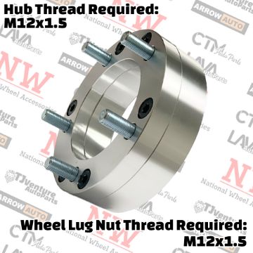 Show details for 2-Piece Set | 2” Thick | 6x135mm to 5x4.75” (5x120mm) | Conversional Wheel Spacer Adapter | 87mm Center Bore | 12x1.5 Studs Picture of 2-Piece Set | 2” Thick | 6x135mm to 5x4.75” (5x120mm) | Conversional Wheel Spacer Adapter | 87mm Center Bore | 12x1.5 Studs