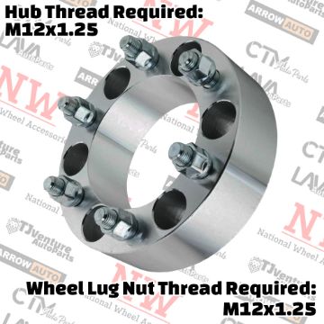 Show details for 2-Piece Set | 1.5” Thick | 6x4.5” (6x114.3mm) to 6x4.5” (6x114.3mm) | Wheel Spacer Adapter | 66.1mm Center Bore | 12x1.25 Studs Picture of 2-Piece Set | 1.5” Thick | 6x4.5” (6x114.3mm) to 6x4.5” (6x114.3mm) | Wheel Spacer Adapter | 66.1mm Center Bore | 12x1.25 Studs