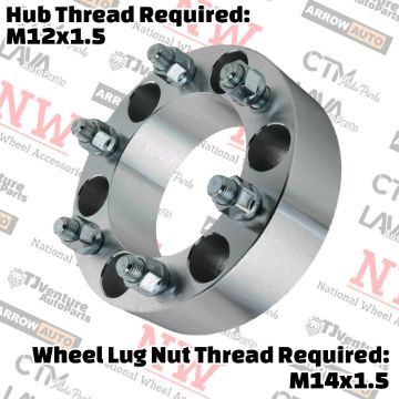 Show details for 4-Piece Set | 1.5” Thick | 6x5.5” (6x139.7mm) to 6x4.5” (6x114.3mm) | Conversional Wheel Spacer Adapter | 78mm Center Bore | 14x1.5 Studs | 12x1.5 Open Lug Nuts Provided Picture of 4-Piece Set | 1.5” Thick | 6x5.5” (6x139.7mm) to 6x4.5” (6x114.3mm) | Conversional Wheel Spacer Adapter | 78mm Center Bore | 14x1.5 Studs | 12x1.5 Open Lug Nuts Provided