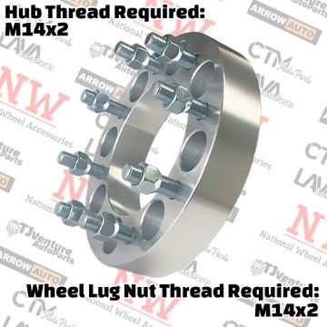 Show details for 2-Piece Set | 1.5” Thick | 8x170mm to 8x170mm | Wheel Spacer Adapter | 125mm Center Bore | 14x2 Studs Picture of 2-Piece Set | 1.5” Thick | 8x170mm to 8x170mm | Wheel Spacer Adapter | 125mm Center Bore | 14x2 Studs