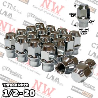 Picture of 20-Piece Set | Chrome | 1/2-20 Thread | Extended Thread (ET) Style | Bulge Acorn | Wheel Lug Nuts