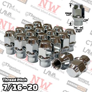 Picture of 20-Piece Set | Chrome | 7/16-20 Thread | Extended Thread (ET) Style | Bulge Acorn | Wheel Lug Nuts