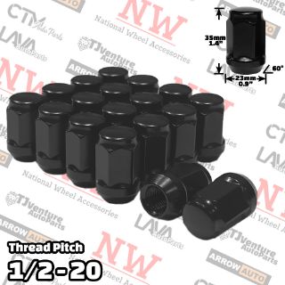 Picture of 20-Piece Set | 1.4” Tall | Black | 1/2-20 Thread | 3/4” Hex Drive | Bulge Acorn | Wheel Lug Nuts