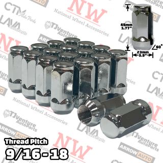 Picture of 20-Piece Set | 1.78” Tall | Chrome | 9/16-18 Thread | 3/4” Hex Drive | Bulge Acorn | Wheel Lug Nuts