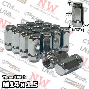 Show details for 20-Piece Set | 1.78” Tall | Chrome | 14x1.5 Thread | 3/4” Hex Drive | Bulge Acorn | Wheel Lug Nuts Picture of 20-Piece Set | 1.78” Tall | Chrome | 14x1.5 Thread | 3/4” Hex Drive | Bulge Acorn | Wheel Lug Nuts