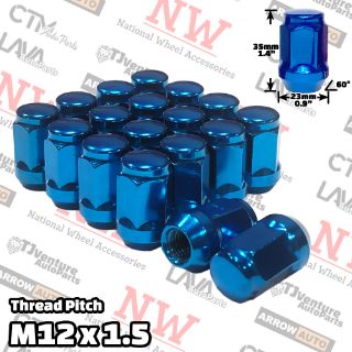 Picture of 20-Piece Set | 1.4” Tall | Blue | 12x1.5 Thread | 3/4” Hex Drive | Bulge Acorn | Wheel Lug Nuts