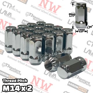 Picture of 20-Piece Set | 1.78” Tall | Chrome | 14x2 Thread | 3/4” Hex Drive | Bulge Acorn | Wheel Lug Nuts