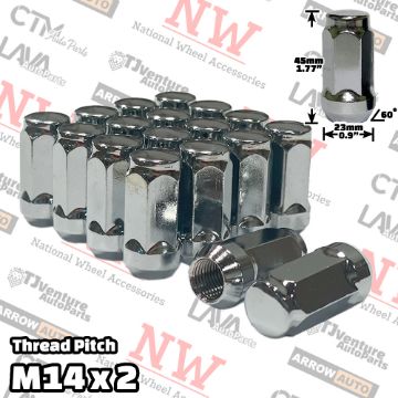 Show details for 20-Piece Set | 1.78” Tall | Chrome | 14x2 Thread | 3/4” Hex Drive | Bulge Acorn | Wheel Lug Nuts Picture of 20-Piece Set | 1.78” Tall | Chrome | 14x2 Thread | 3/4” Hex Drive | Bulge Acorn | Wheel Lug Nuts