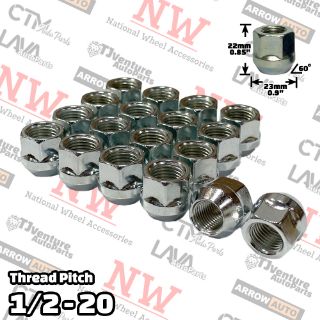 Picture of 20-Piece Set | Zinc | 1/2-20 Thread | 3/4” Hex Drive | Bulge Acorn Open End | Wheel Lug Nuts