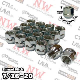 Picture of 20-Piece Set | Zinc | 7/16-20 Thread | 3/4” Hex Drive | Bulge Acorn Open End | Wheel Lug Nuts