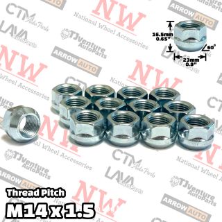 Picture of 20-Piece Set | Extra Short | Zinc | 14x1.5 Thread | 3/4” Hex Drive | Bulge Acorn Open End | Wheel Lug Nuts