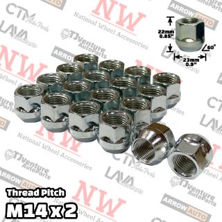 Picture of 20-Piece Set | Zinc | 14x2 Thread | 3/4” Hex Drive | Bulge Acorn Open End | Wheel Lug Nuts