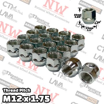 Show details for 20-Piece Set | Zinc | 12x1.75 Thread | 3/4” Hex Drive | Bulge Acorn Open End | Wheel Lug Nuts Picture of 20-Piece Set | Zinc | 12x1.75 Thread | 3/4” Hex Drive | Bulge Acorn Open End | Wheel Lug Nuts
