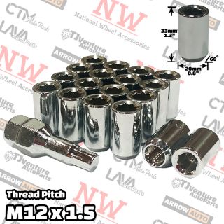 Picture of 20-Piece Set | Chrome | 12x1.5 Thread | 8-Point Star | Tuner Locker | Wheel Lug Nuts | Plus Security Socket