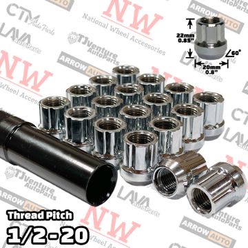 Show details for 16-Piece Set | Chrome | 1/2-20 Thread | 6 Spline | Tuner Locker Open End | Performance Wheel Lug Nuts | Plus Security Socket Picture of 16-Piece Set | Chrome | 1/2-20 Thread | 6 Spline | Tuner Locker Open End | Performance Wheel Lug Nuts | Plus Security Socket