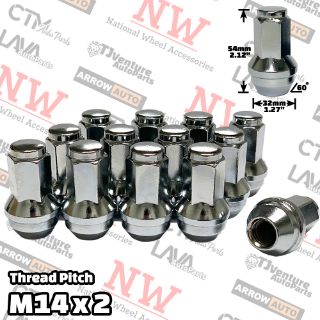 Picture of 20-Piece Set | Chrome | 14x2 Thread | 13/16” Hex Drive | Cone Seat | Ford/Lincoln OEM Factory Style | Wheel Lug Nuts | Fit Stock Alloy Wheel