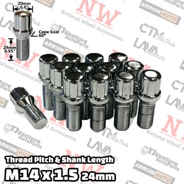 Show details for Wholesales | 200-Piece Box | Chrome | 14x1.5 Thread | 24mm Shank | 6 Spline Tuner Locker | Performance Wheel Lug Bolts Picture of Wholesales | 200-Piece Box | Chrome | 14x1.5 Thread | 24mm Shank | 6 Spline Tuner Locker | Performance Wheel Lug Bolts