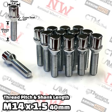 Show details for Wholesales | 100-Piece Box | Chrome | 14x1.5 Thread | 40mm Extended Shank | 6 Spline Tuner Locker | Performance Wheel Lug Bolts | For 10-15mm Spacers Picture of Wholesales | 100-Piece Box | Chrome | 14x1.5 Thread | 40mm Extended Shank | 6 Spline Tuner Locker | Performance Wheel Lug Bolts | For 10-15mm Spacers