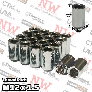 Picture of Wholesales | 200-Piece Box | Chrome | 12x1.5 Thread | 8-Point Star | Tuner Locker | Wheel Lug Nuts