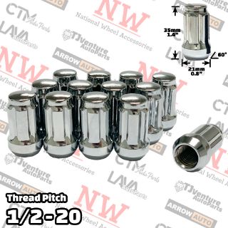 Picture of Wholesales | 100-Piece Box | 1.4” Tall | Chrome | 1/2-20 Thread | 6 Spline | Tuner Locker | Performance Wheel Lug Nuts