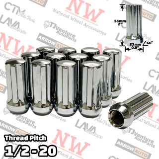 Picture of Wholesales | 200-Piece Box | 2” Tall | Chrome | 1/2-20 Thread | 7 Spline | Tuner Locker | Performance Wheel Lug Nuts