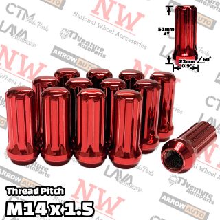 Picture of Wholesales | 200-Piece Box | 2” Tall | Red | 14x1.5 Thread | 7 Spline | Tuner Locker | Performance Wheel Lug Nuts