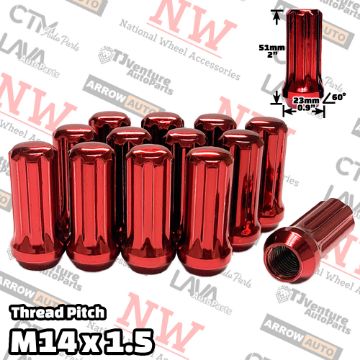 Show details for Wholesales | 200-Piece Box | 2” Tall | Red | 14x1.5 Thread | 7 Spline | Tuner Locker | Performance Wheel Lug Nuts Picture of Wholesales | 200-Piece Box | 2” Tall | Red | 14x1.5 Thread | 7 Spline | Tuner Locker | Performance Wheel Lug Nuts
