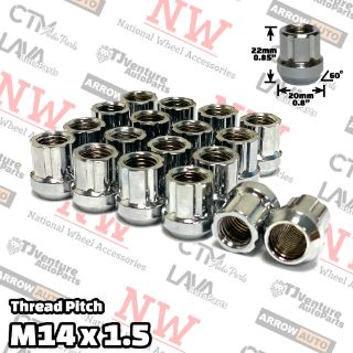 Picture of Wholesales | 100-Piece Box | Chrome | 14x1.5 Thread | 6 Spline | Tuner Locker Open End | Performance Wheel Lug Nuts