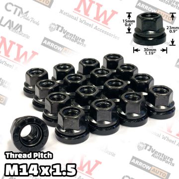 Show details for 40-Piece Set | Black | 14x1.5 Thread | 13/16” Hex Drive | Flat Seat | Ford OEM Factory Style | Open End Wheel Lug Nuts | Fit F250 F350 F450 F550 F600 SuperDuty Truck Stock Alloy Wheel Picture of 40-Piece Set | Black | 14x1.5 Thread | 13/16” Hex Drive | Flat Seat | Ford OEM Factory Style | Open End Wheel Lug Nuts | Fit F250 F350 F450 F550 F600 SuperDuty Truck Stock Alloy Wheel