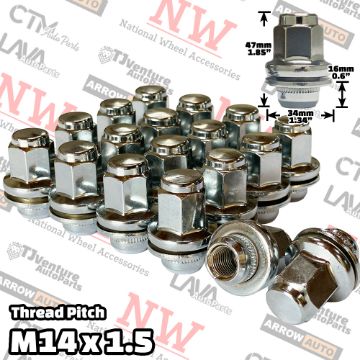 Show details for 32-Piece Set | Chrome | 14x1.5 Thread | 7/8” Hex Drive | OEM Factory Style Mag Seat | Wheel Lug Nuts | Fit Toyota/Lexus/Scion/Nissan/Infiniti/Land Rover Stock Alloy Wheel Picture of 32-Piece Set | Chrome | 14x1.5 Thread | 7/8” Hex Drive | OEM Factory Style Mag Seat | Wheel Lug Nuts | Fit Toyota/Lexus/Scion/Nissan/Infiniti/Land Rover Stock Alloy Wheel