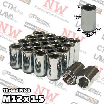 Show details for Wholesales | 50-Piece Box | Chrome | 12x1.5 Thread | 8-Point Star | Tuner Locker | Wheel Lug Nuts Picture of Wholesales | 50-Piece Box | Chrome | 12x1.5 Thread | 8-Point Star | Tuner Locker | Wheel Lug Nuts
