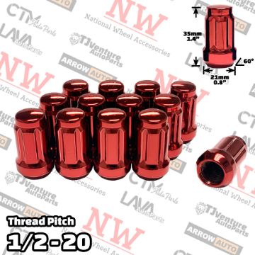 Show details for Wholesales | 400-Piece Box | 1.4” Tall | Red | 1/2-20 Thread | 6 Spline | Tuner Locker | Performance Wheel Lug Nuts Picture of Wholesales | 400-Piece Box | 1.4” Tall | Red | 1/2-20 Thread | 6 Spline | Tuner Locker | Performance Wheel Lug Nuts