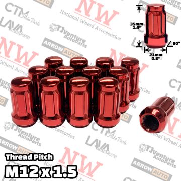 Show details for Wholesales | 400-Piece Box | 1.4β Tall | Red | 12x1.5 Thread | 6 Spline | Tuner Locker | Performance Wheel Lug Nuts Picture of Wholesales | 400-Piece Box | 1.4β Tall | Red | 12x1.5 Thread | 6 Spline | Tuner Locker | Performance Wheel Lug Nuts