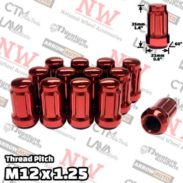 Show details for Wholesales | 400-Piece Box | 1.4β Tall | Red | 12x1.25 Thread | 6 Spline | Tuner Locker | Performance Wheel Lug Nuts Picture of Wholesales | 400-Piece Box | 1.4β Tall | Red | 12x1.25 Thread | 6 Spline | Tuner Locker | Performance Wheel Lug Nuts
