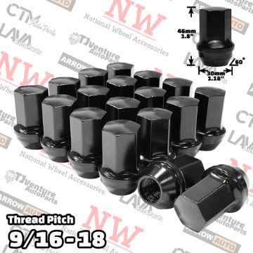 Show details for Wholesales | 120-Piece Box | 1.78” Tall | Black | 9/16-18 Thread | 7/8” Hex Drive | Buick/Cadillac/Chevy/Dodge/Ram/Ford/Lincoln/Jeep/GMC OEM Factory Style | Wheel Lug Nuts | Fit Stock Alloy Wheel Picture of Wholesales | 120-Piece Box | 1.78” Tall | Black | 9/16-18 Thread | 7/8” Hex Drive | Buick/Cadillac/Chevy/Dodge/Ram/Ford/Lincoln/Jeep/GMC OEM Factory Style | Wheel Lug Nuts | Fit Stock Alloy Wheel