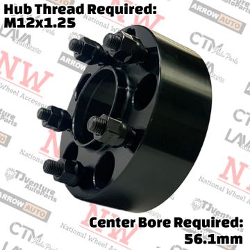 Show details for 4-Piece Set | 2” Thick | 5x100mm to 5x4.5” (5x114.3mm) | HubCentric Conversional Wheel Spacer Adapter | 56.1mm Center Bore | 12x1.5 Studs | For Subaru Conversion Picture of 4-Piece Set | 2” Thick | 5x100mm to 5x4.5” (5x114.3mm) | HubCentric Conversional Wheel Spacer Adapter | 56.1mm Center Bore | 12x1.5 Studs | For Subaru Conversion