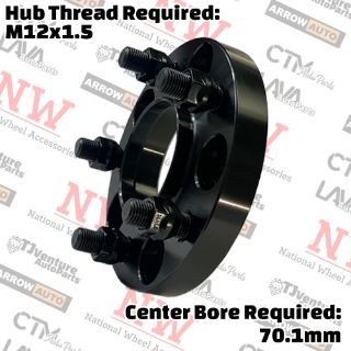 Picture of 4-Piece Set | 20mm Thick | 5x4.5” (5x114.3mm) | HubCentric Wheel Spacer Adapter | 70mm Center Bore | 12x1.5 Studs | Fit Acura Buick Cadillac Chevy Oldsmobile Pontiac Saturn