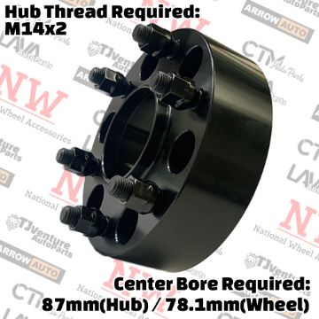 Show details for 4-Piece Set | 2” Thick | 6x135mm to 6x5.5” (6x139.7mm) | HubCentric Conversional Wheel Spacer Adapter | 87mm (Hub) / 78mm (Wheel) Center Bore | 14x1.5 Studs | Put Silverado Sierra Ram Wheels on Expedition F150 Lobo Expedition | 14x2 Open Lug Nuts Provided Picture of 4-Piece Set | 2” Thick | 6x135mm to 6x5.5” (6x139.7mm) | HubCentric Conversional Wheel Spacer Adapter | 87mm (Hub) / 78mm (Wheel) Center Bore | 14x1.5 Studs | Put Silverado Sierra Ram Wheels on Expedition F150 Lobo Expedition | 14x2 Open Lug Nuts Provided