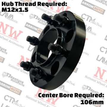 Show details for 4-Piece Set | 1” Thick | 6x5.5” (6x139.7mm) | HubCentric Wheel Spacer Adapter | 106mm Center Bore | 12x1.5 Studs | Fit Toyota 4Runner FJ Cruiser Tacoma Lexus GX Picture of 4-Piece Set | 1” Thick | 6x5.5” (6x139.7mm) | HubCentric Wheel Spacer Adapter | 106mm Center Bore | 12x1.5 Studs | Fit Toyota 4Runner FJ Cruiser Tacoma Lexus GX