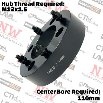 Show details for 4-Piece Set | 2” Thick | 4x156mm | HubCentric Wheel Spacer Adapter | 110mm Center Bore | 12x1.5 Studs | For UTV ATV Picture of 4-Piece Set | 2” Thick | 4x156mm | HubCentric Wheel Spacer Adapter | 110mm Center Bore | 12x1.5 Studs | For UTV ATV
